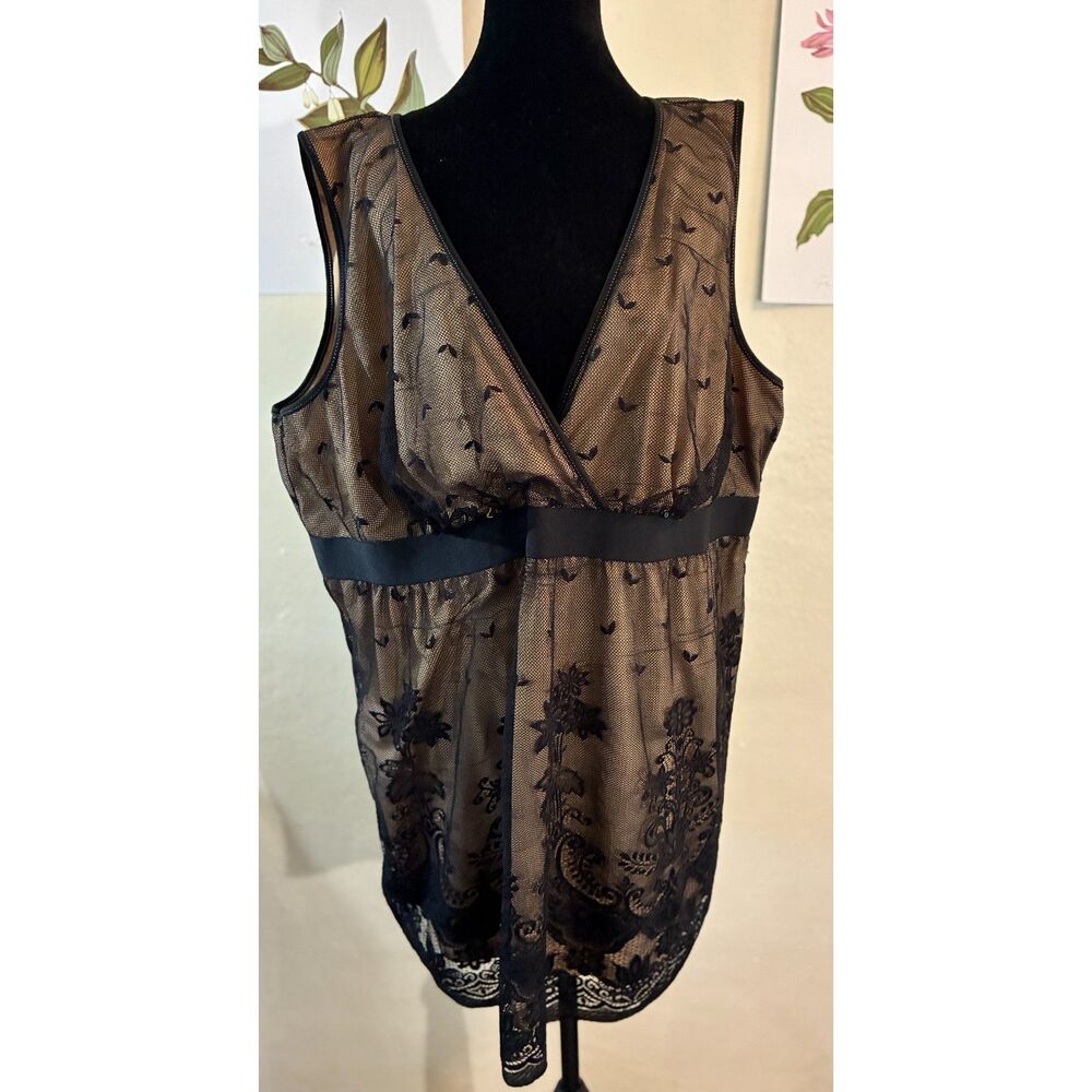 Max Studio Black Lace Babydoll Top 3x Plus Size